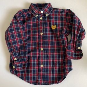 Chaps boys plaid Oxford button up shirt